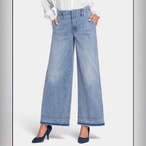 NYDJ Mona Wide Leg Jeans Fringe Hem